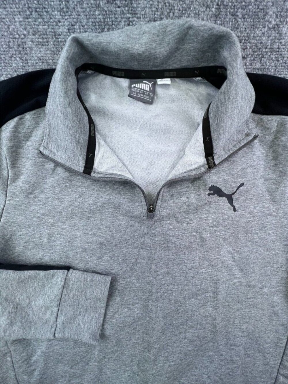 Puma Quarter Zip Pullover Sweatshirt Grey Adult Womens Large Stretch Long Sleeve